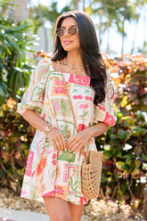 Cherryfic Day Flower Print Mini Dress