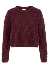 Cable Knit Sweater Burgundy