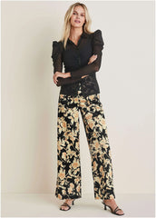 Mesh Button Front Top Jet Black