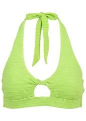 Twist Front Halter Top Bright Lime Green