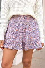 Through the Garden Lavender Print Skort