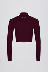 Soft Active Zip Up Cropped Jacket in Burgundy