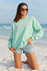 Beach Script Mint Graphic Sweatshirt