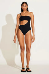 Cosmo One Shoulder One Piece Black EcoRib