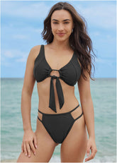 Strappy Side Midi Bottom Jet Black
