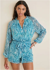 Crinkle Chiffon Romper Water Snake