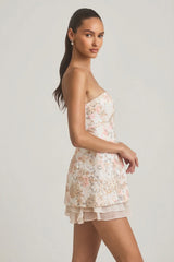 Embellished Strapless Corset Mini Dress in Ivory