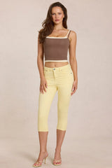 Mid Rise Capri Jeans in Lemon Yellow