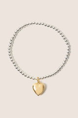 Classic Mixed Metal 3mm Bracelet w Heart