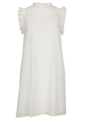 Diamond Lace Ruffle Dress Cloud Dancer