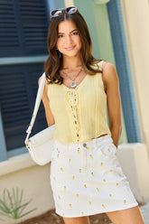 Landon Yellow Lace Up Sweater Tank