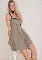 Plaid Mini Dress Cream Multi