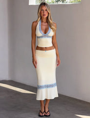 CALINA PLUNGE LACE TOP CREAM