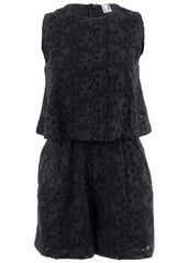Paisley Eyelet Romper Black
