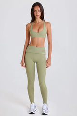 Foldover Mid Rise Stirrup Leggings in Matcha