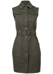 Colored Twill Utility Dress Olive