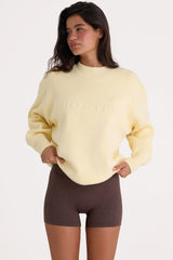 Ribbed Knit Oversized Jumper in Lemon