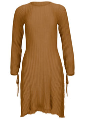 Tie Detail Mini Sweater Dress Hazelnut