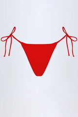 Side Tie Cheeky Bikini Bottoms in Fiery Red