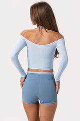 Soft Jersey Off Shoulder Top in Powder Blue