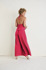 Cross Neck Jumpsuit Red
