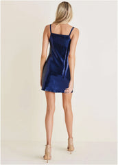 Double Strap Sequin Mini Dress Navy