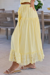 Joelle Yellow Eyelet Hem Maxi Skirt