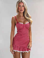 EMMALINE MINI DRESS RED GINGHAM
