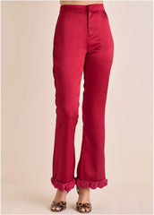 Rose Trim Trouser Dark Red