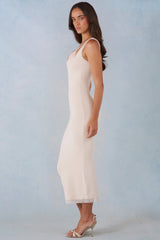 Modal Lace Trim Midaxi Dress in Ivory