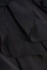 Ruffled Mid Rise Flared Trousers in Black