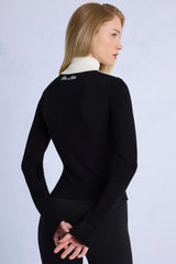 Knit Long Sleeve Fitted Top in Black