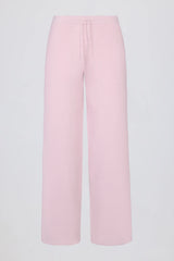 Knit Mid Rise Wide Leg Joggers in Soft Pink
