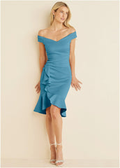 Ruffle Detail Dress Blue