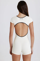 Soft Active Open Back Unitard in Coconut