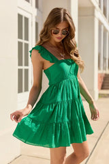 Its My Day Green Smocked Top Mini Dress