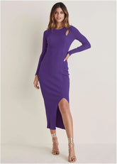 Ribbed Maxi Sweater Dress Violet Indigo