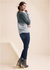 Cozy Pearl Trim Sweater Grey Multi