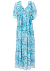 Flutter Sleeve Maxi Dress Water Snake