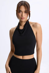 Modal Cowl Neck Open Back Top in Black