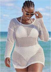 Crochet Tunic Cover Up Pearl White