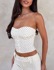 KITTIE STRAPLESS CORSET CREAM DOT