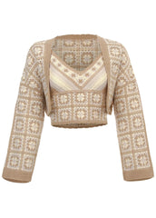 Cotton Cardigan Sweater Set Whisper White Turtledove Combo