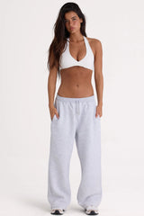 Brushed Jersey Wide Leg Joggers in Grey Marl