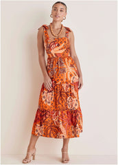 Tiered Maxi Dress Parrot Palm