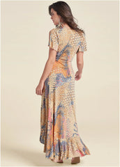 Wrap Maxi Dress Orange Multi