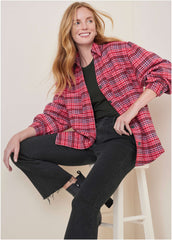 Plaid Shacket Red Multi