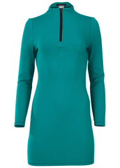 Ponte Zip Front Mini Dress Tropical Green