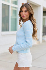 Riley Blue Stripe Lace Trim Sweater