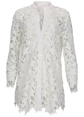 Star Lace Button Down White